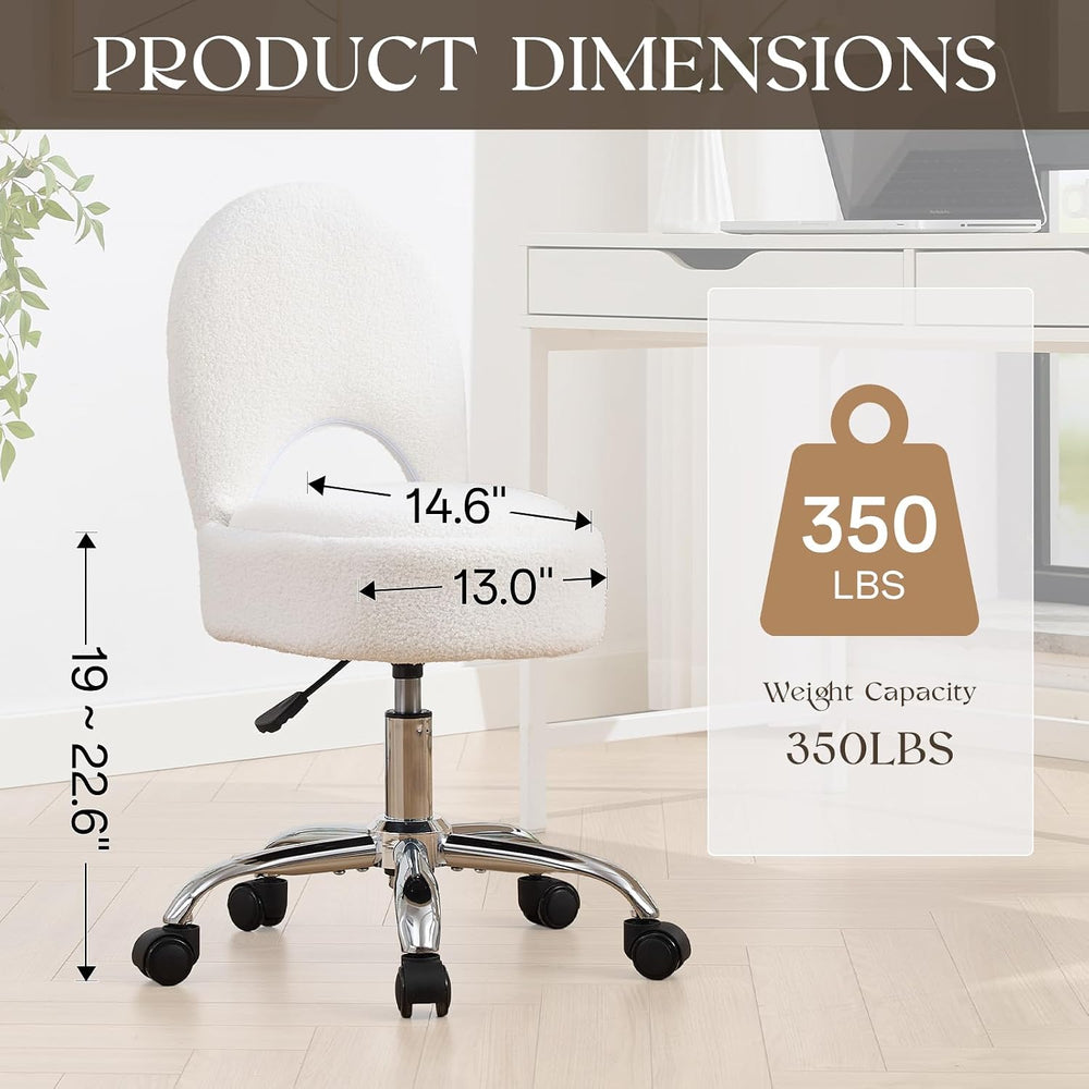 Home Office Chair Fold Swivel Vanity Chair with Storage Back Wheel