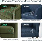 LINSY Accent Chair with Ottoman, Modern Armchair Comfy Barrel Reading Chair with Footrest for Living Room Bedroom Reading Room, Velvet, Olive Green