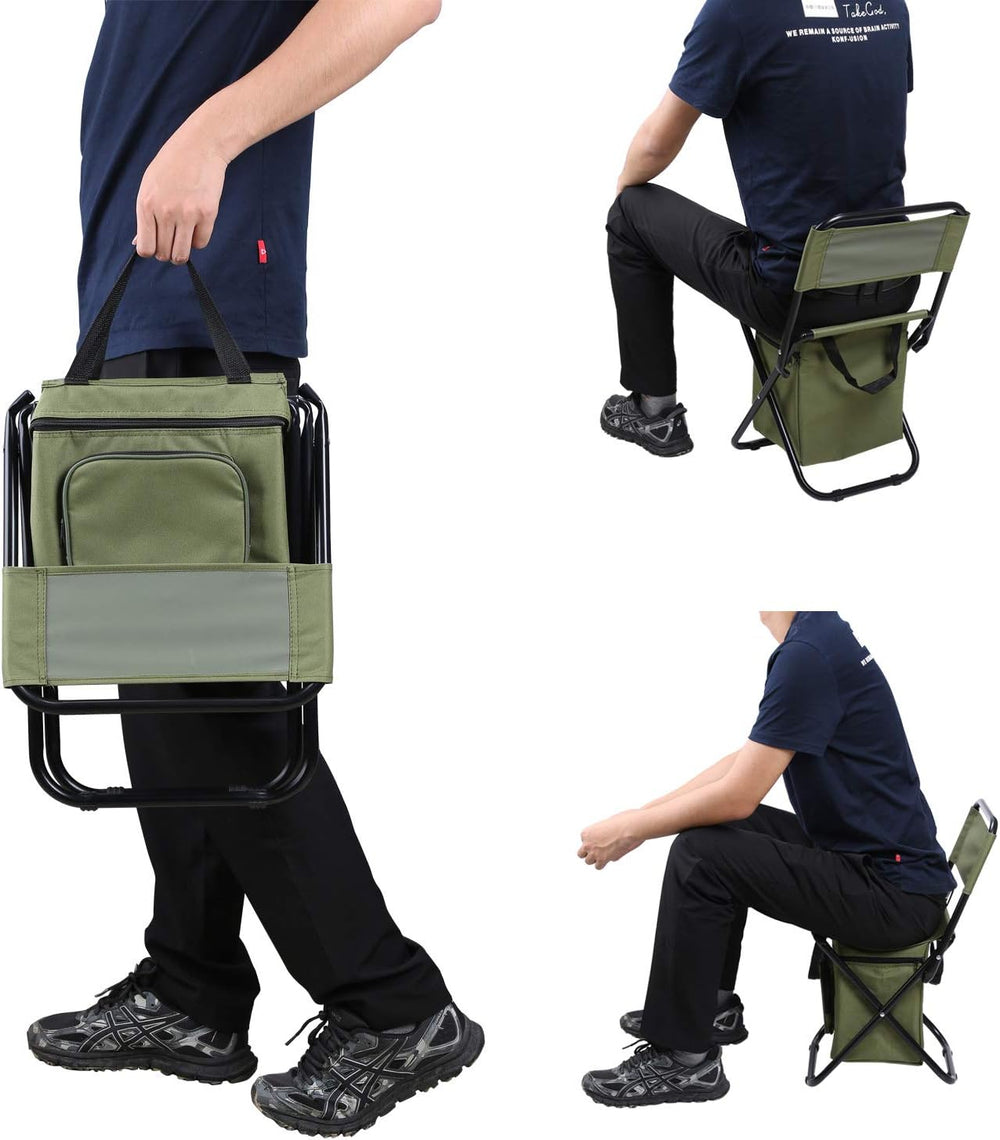 LEADALLWAY Fishing Chair with Cooler Bag Compact Fishing Stool Foldable Small...