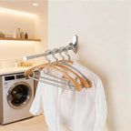 NEWRAIN Wall Mounted Drying Rack, Stainless Steel Folding Laundry Hanging Rack, Chrome Swivel Space Saving Clothes Hanger Rack for Bedroom Bathroom Laundry