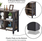 FATORRI Rustic 6 Cube Storage Organizer with Shelf, Wood and Metal Cubby Bookcase, Industrial Horizontal Bookshelf for Living Room, Home Office (Walnut Brown, 47 Inch)