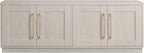 Henn&Hart TV Stand for TVs up to 75'' with 2 Concealed Storage Cabinets and Adjustable Shelves for Living Room, Family Room, or Office, Beech White