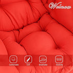 Welnow Lazy Chair with Ottoman, Modern Lounge Accent Chair with Armrests and a Side Pocket, Leisure Sofa Armchair Set, Reading Armchair with Footrest for Small Space, Red