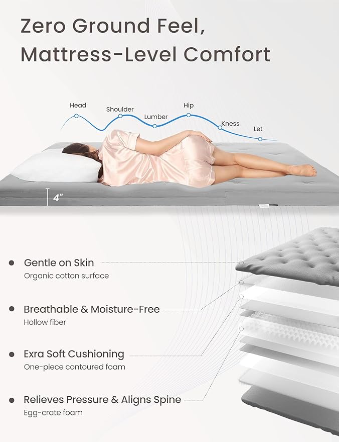 ZonLi Japanese Floor Futon Mattress Twin Size 39"x 80",100% Cotton Cover 4'' Thicken Tatami Mattress,Foldable Sleeping Pad,Portable Dormitory Tatami Mat,Roll Up Floor Lounger Bed for Adult
