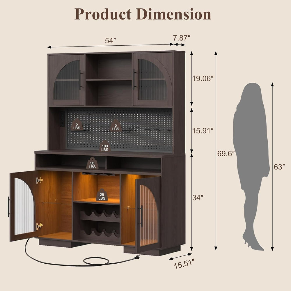71" Tall Pantry Cabinet with Power Outlet & Pegboard, Kitchen Hutch ...