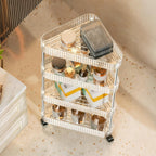 4 Tier Triangle Acrylic Rolling Storage Cart, Barhroom Corner Shelf, Slim Rolling Storage Cart for Bathroom,Living Room, Kithcen, Office Storage and Organization (Clear)