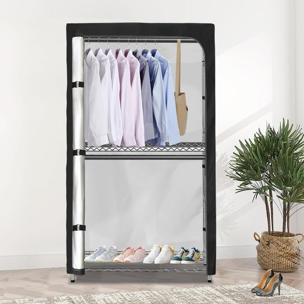Garment Rack Cover,600D Heavy Duty Waterproof Clothing Rack Cover,Clothes Rack Cover with Zipper for Metal Garment Rack（47.2"W x 17.7"D x 80.7"H,Cover Only)