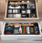 9 Pcs Stackable Drawer Organizer Trays Set, Multifunctional Storage Trays for Vanity, Bathroom, Kitchen, Office, Multi-size Durable Plastic Desk Drawer Organizer Bins, Custom Layout Design