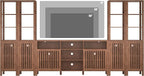 Farmhouse TV Stand for 70 inch TVs, Entertainment Center with Bookshelves - 6 Door Media Console with Adjustable Shelves, Storage Cabinet for Living Room Bedroom Home Theater, Rustic Brown