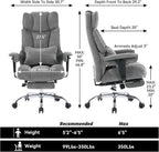 Efomao Executive Office Chair, Soft-Cushioned Computer Chair with Foot Rest, Fabric Home Office Desk Chairs, Big and Tall Office Chairs, Grey