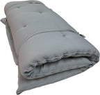D&D Futon Furniture Gray Full Size Traditional Japanese Floor Rolling Mattress Tatami Topper Mat Sleepover Guest Bed, Foldable Cotton Cushion Pad Yoga Meditation