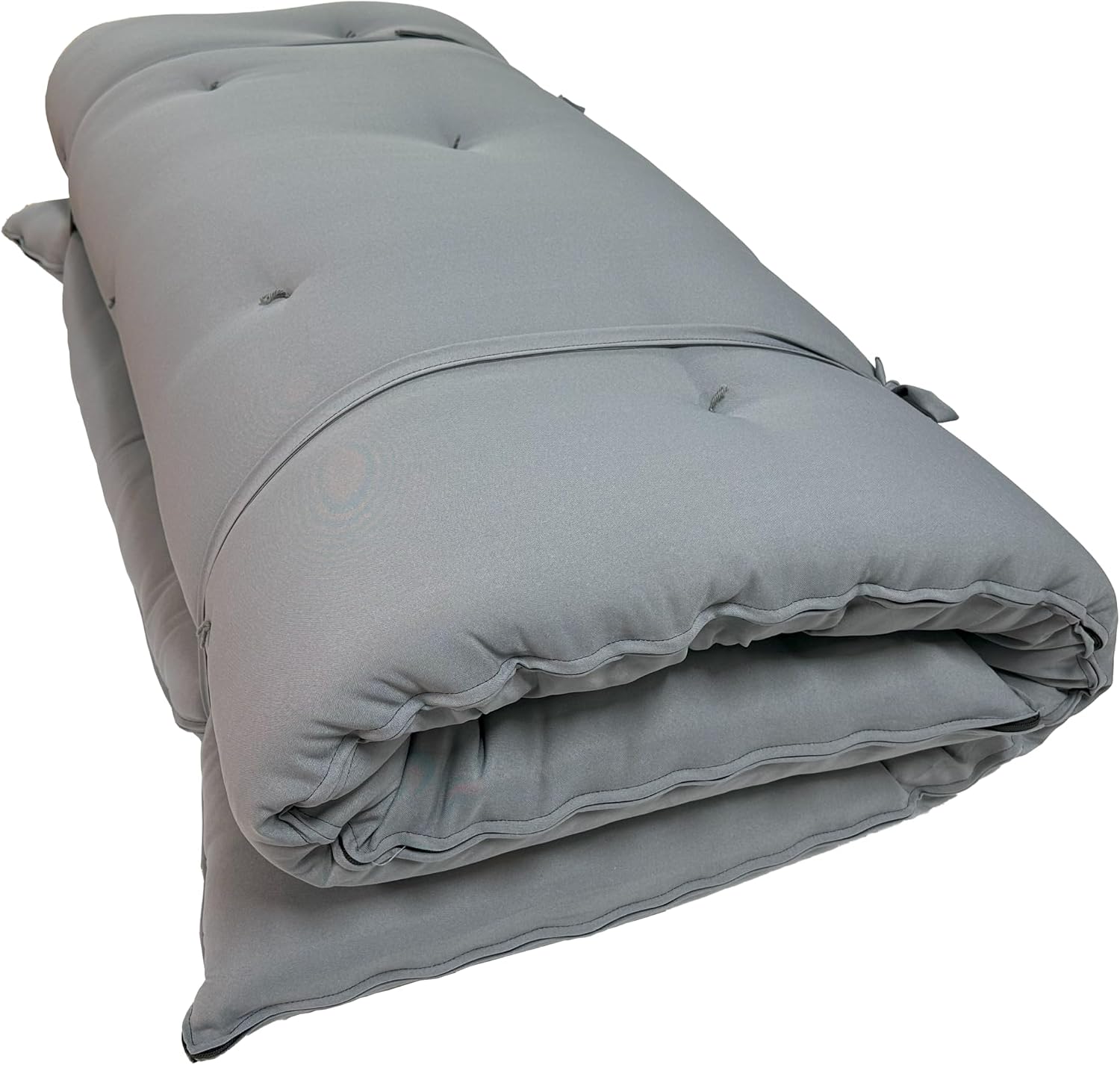 D&D Futon Furniture Gray Full Size Traditional Japanese Floor Rolling Mattress Tatami Topper Mat Sleepover Guest Bed, Foldable Cotton Cushion Pad Yoga Meditation