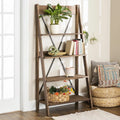 68" H x 35" W 4-Tier Solid Wood Ladder Bookshelf