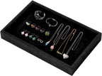 Mornajina 9" x 5.7" Velvet Jewelry Tray Jewelry Display Tray, Stackable Empty Plate Trays for Earrings Necklaces Bracelet Rings Display Showcase - Black