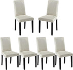 VECELO Upholstered Dining Chairs Set of 6, Modern Fabric and Solid Wood Legs & High Back for Kitchen/Living Room- Beige