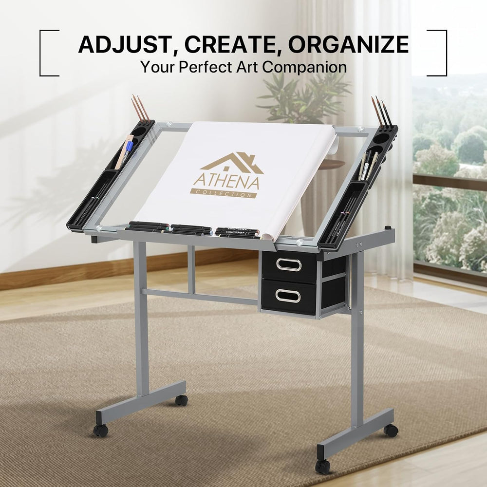 Athena Collection Professhional Drafting Table for Adults Teens, Light Grey |...