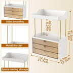 5 Tier 3 Drawers Makeup Organizer, 2 Set Bathroom Organizers and Storage,Cosmetic Storage Drawer for Dresser Countertop and Bathroom Vanity for Large Skincare, Perfume, Amber