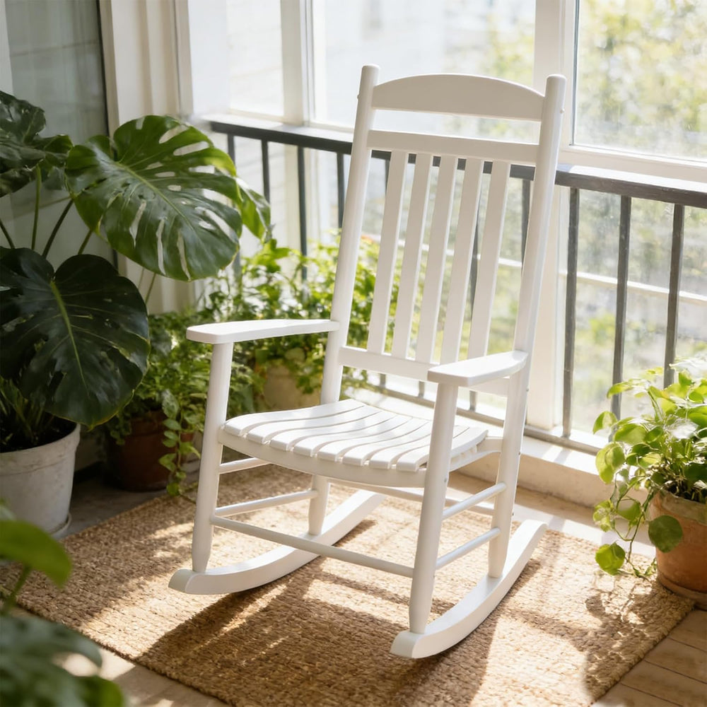 Wooden Outdoor Rocking Chair, Weatherproof Oversized Rocking Chair, Heavy Dut...