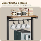YATINEY Bakers Rack with Storage, 5-Tier Coffee Bar Station with Drawer, Kitchen Coffee Stand with Pod Drawer Holder, for Living Room, Home Cafe, Kitchen, Rustic Brown KF60BRY1