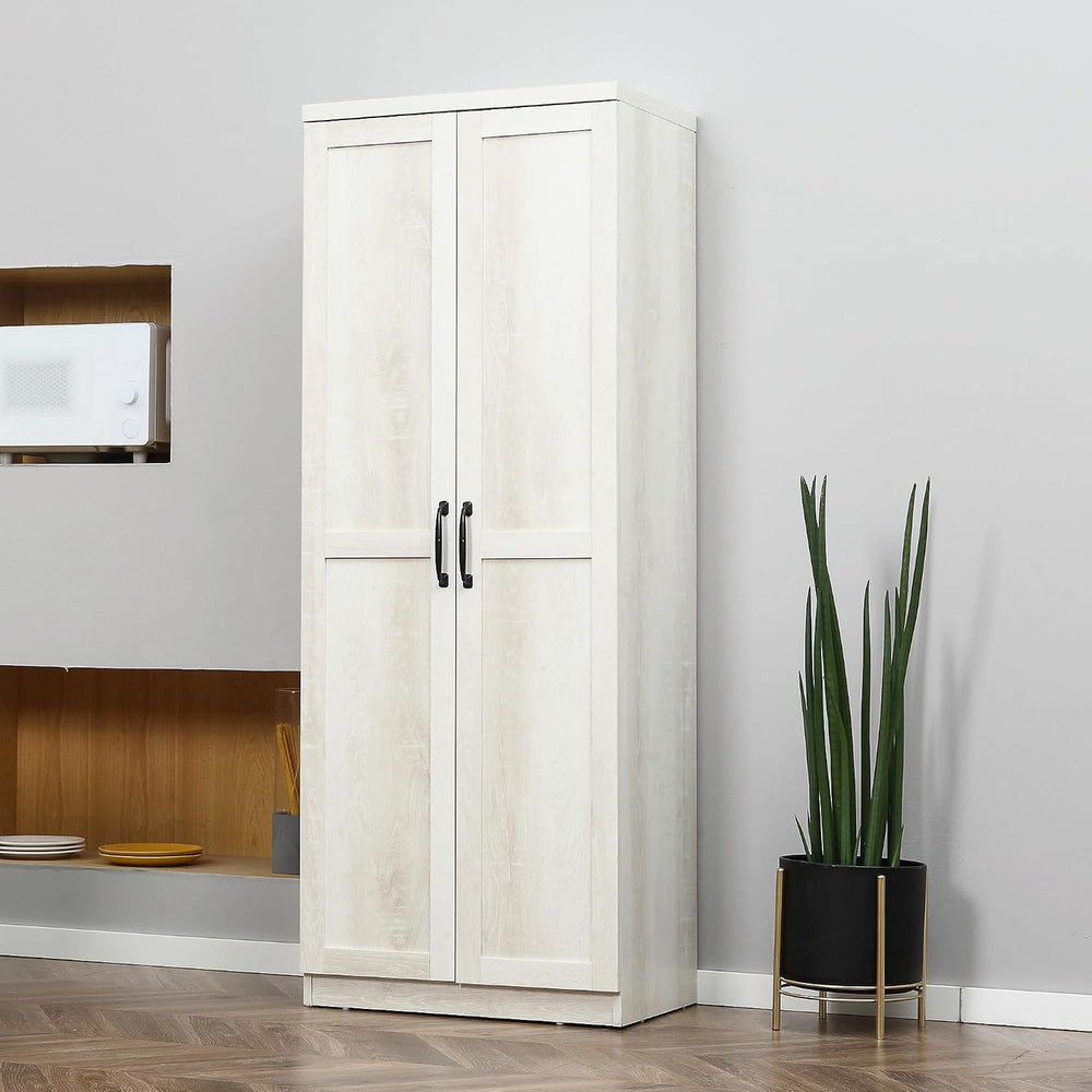 63" Kitchen Pantry, Freestanding Storage Cabinet with 5-Tier Shelving an...