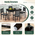 NAFORT Kitchen Table Set for 4, Mid-Century Modern Dining Table and Chairs Set of 4, Farmhouse Dinner Set w/ 4 Upholstered Chairs, Rubber Wood Dinette Set for Kitchen& Dining Room, Restaurant