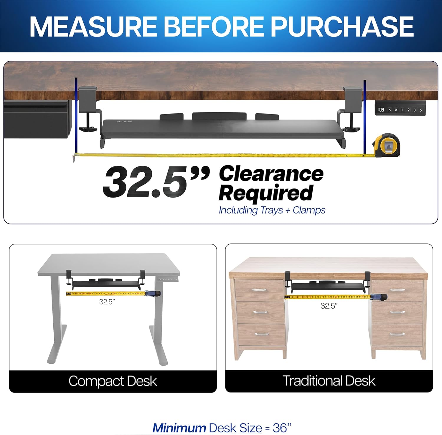 VIVO Large Clamp-on Computer Keyboard and Mouse Under Desk Slider Tray, 27 x 11 inch Pull Out Platform Drawer, Dark Wood, MOUNT-KB05D