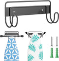 Ironing Board Hanger Wall Mount, Ironing Board Holder for T or Y Leg, Stainless Steel Iron Board Hanger, Laundry Room Wall Hook for Iron Board Holder (Black)