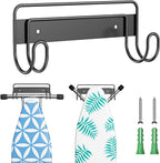 Ironing Board Hanger Wall Mount, Ironing Board Holder for T or Y Leg, Stainless Steel Iron Board Hanger, Laundry Room Wall Hook for Iron Board Holder (Black)