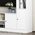 81.1" Large TV Stand with Bookshelves for TVs up to 60", Wall Unit Entertainment Center with Doors, 9 Open Shelves and Cable Holes, Media Console Cabinet for Living Room, White