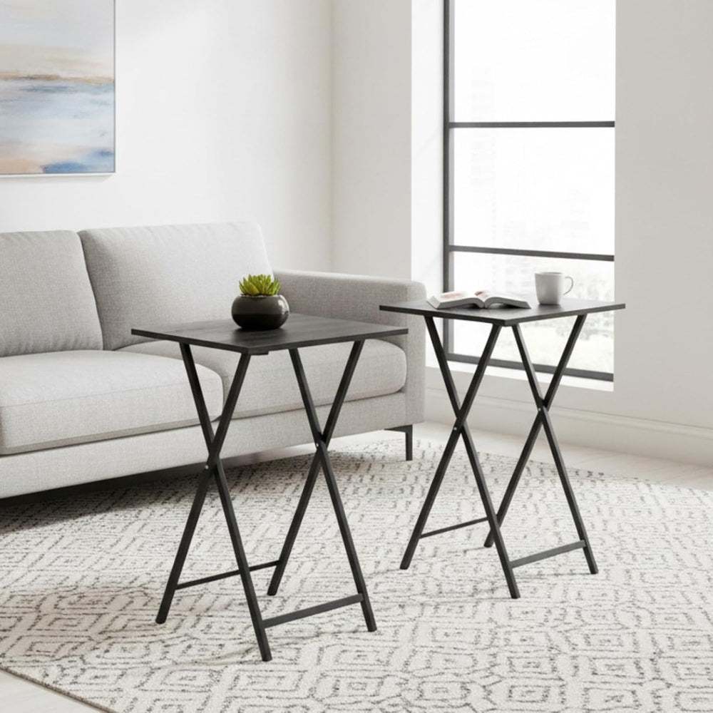 Folding TV Tray Table, Set of 2 Small Table, TV Dinner Table, Snack Tray Tabl...