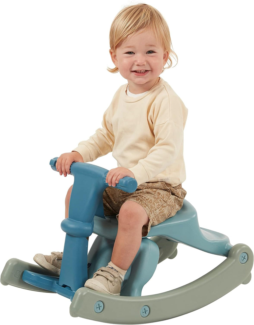 ECR4Kids Sit-N-Rock Plastic Toddler Chair and Rocking Horse, Flexible Seating, Seafoam