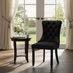 Mid Century Modern Dining Chair Set of 1 Velvet Upholstered Dining Room Chair Farmhouse Dining Accent Chair with High Back and Nailhead Trim for Kitchen, Living Room, Bedroom (Black)