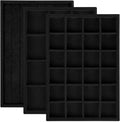 Rocutus Jewelry Trays,3 Pack Stackable Velvet Jewelry Organizer Tray Drawer Jewelry Storage Tray,Divided Ring Organizer Tray for Earrings, Necklaces, Bracelets,13.8"x9.5"x1.2" (Black)