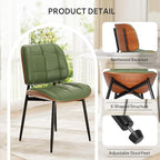 Dining Chairs Set of 2, Mid Century Modern Dining Room Chair, Upholstered Faux Leather Kitchen Chairs with Thick Cushion and Walnut Bentwood Back for Kitchen Dining Room, Green