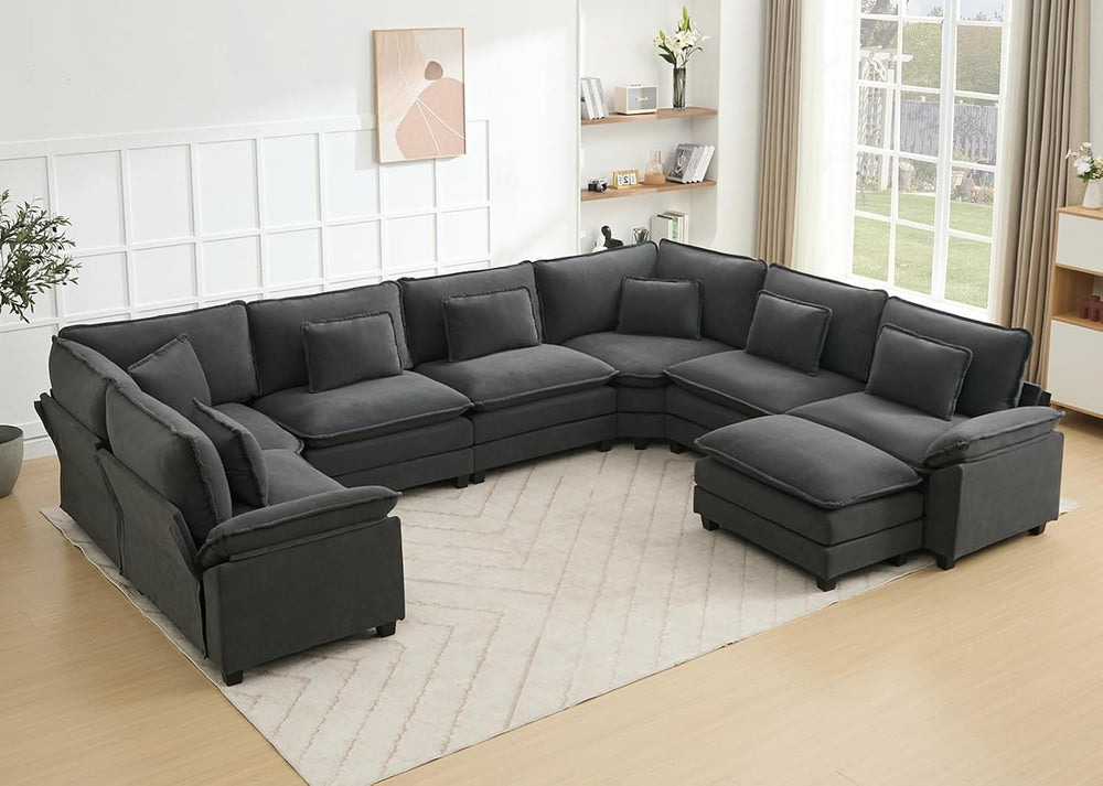 Oversized Modular Sectional Sofa Set, Convertible Deep Seat Cloud Couch with ...