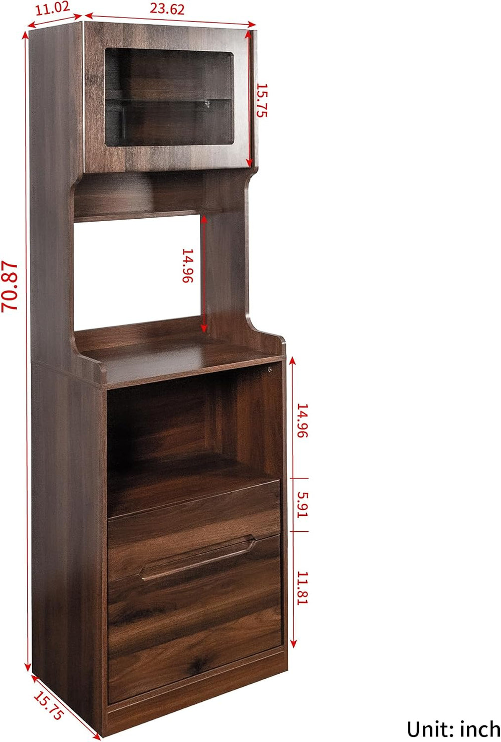 Kitchen Pantry Hutch Cabinet, Farmhouse Kitchen Hutch Buffet Cabinet with 2 D...