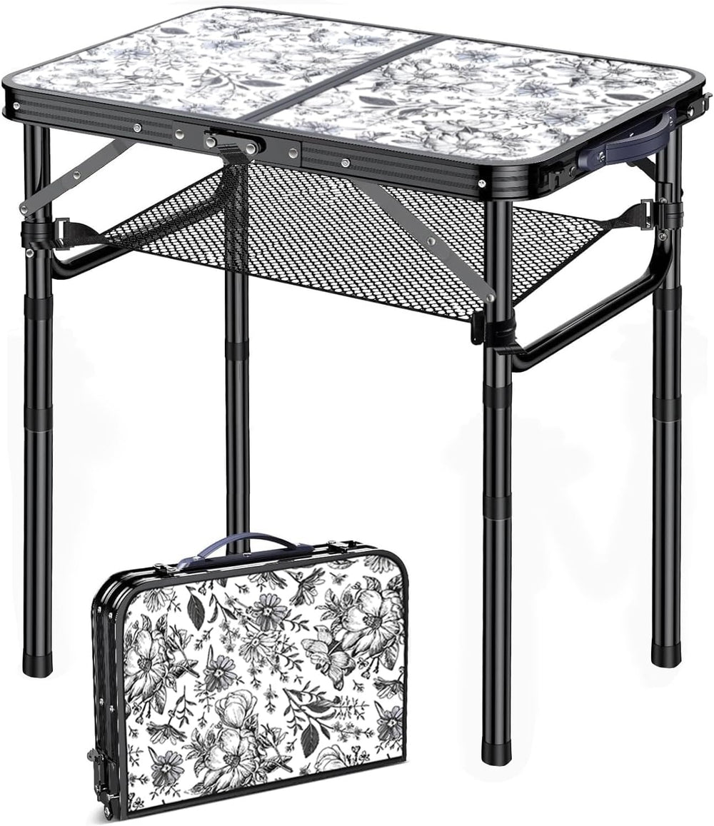 Outdoor Side Table, Portable 3 Adjustable Height, Small Folding Table