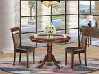 East West Furniture HLCA3-MAH-LC 3 Piece Kitchen Table Set for Small Spaces Contains a Round Dining Room Table with Pedestal and 2 Faux Leather Upholstered Chairs, 42x42 Inch, Mahogany