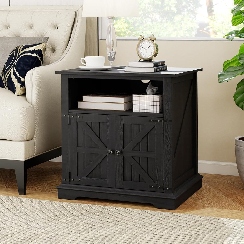MUUEGM End Table Set of 2 Large Side Table 24" Farmhouse Nightstands wit...