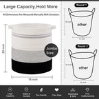 OIAHOMY 80L Laundry Hamper,Storage Basket with Handles,Decorative Basket for Living room,Woven Storage Basket for Toys Bin,Pillows, Blankets,Clothes-20x18in-Gradient Dark