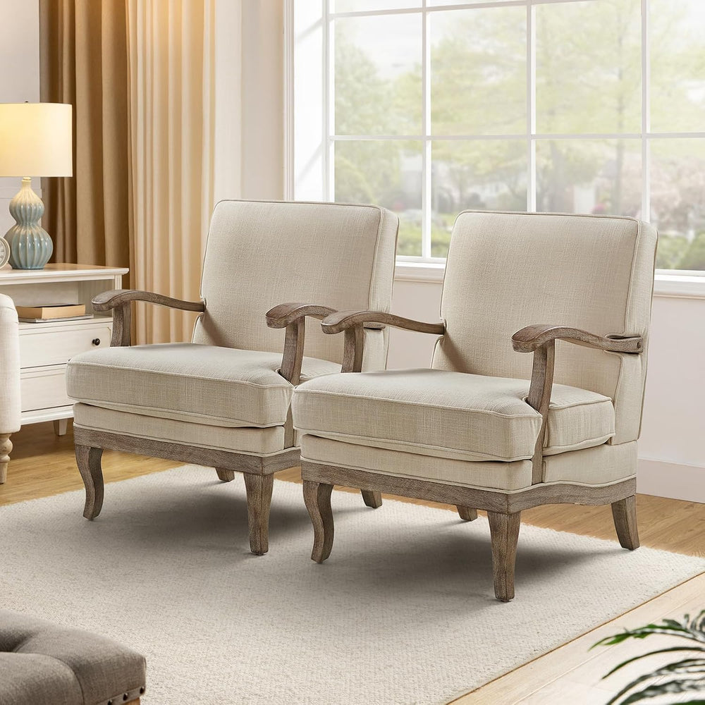 HULALA HOME Mid-Century Modern Accent Chairs Set of 2, Upholstered Lounge Arm...