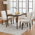 Upholstered Dining Chairs Set of 4, Modern Fabric Kitchen Side Chairs with Sturdy Wood Legs, Parsons Design, Comfortable Soft Linen for Dining Room, Restaurant, Cafe, Gray-Vertical Stripes