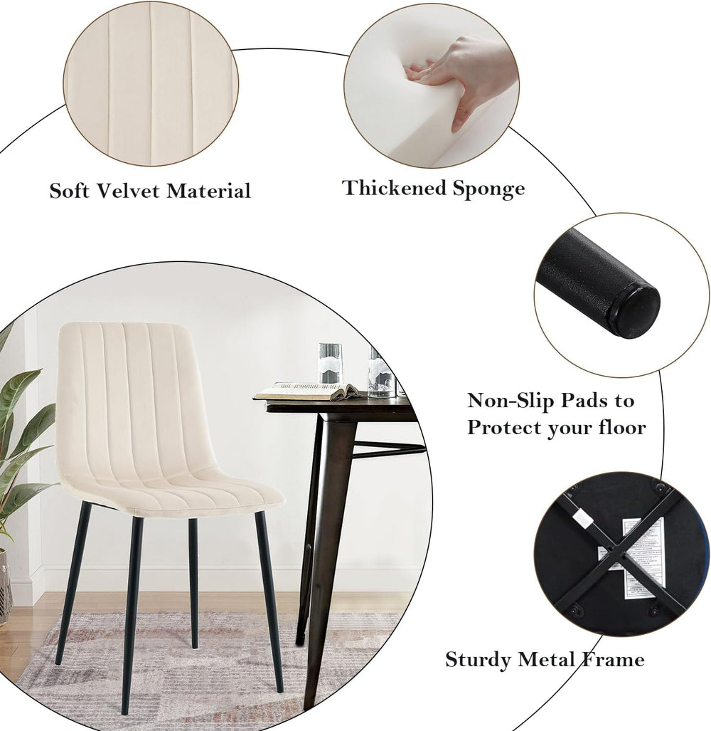5 Piece Circle Dining Table Set for 6, 47 Inch Wood Dining Table & Cream ...