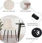 Dining Chairs Set of 4, Modern Kitchen Dining Room Chairs, Ergonomic Velvet Dining Chair Upholstered Cushion Seat and Sturdy Metal Legs (Cream)