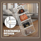 4 Pack Clear Shoe Box Organizer,Size 14 Acrylic Display Cases for Book Cosmetic Figures Collectibles Showcase,X-Large Bag Stackable Plastic Storage Bins with Magnetic Lid