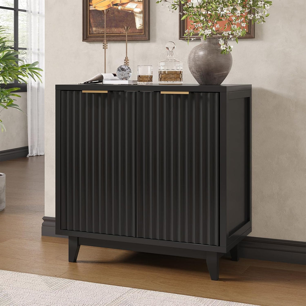 Vabches Modern Fluted Buffet Cabinet with Storage, 31.5" W Sideboard wit...