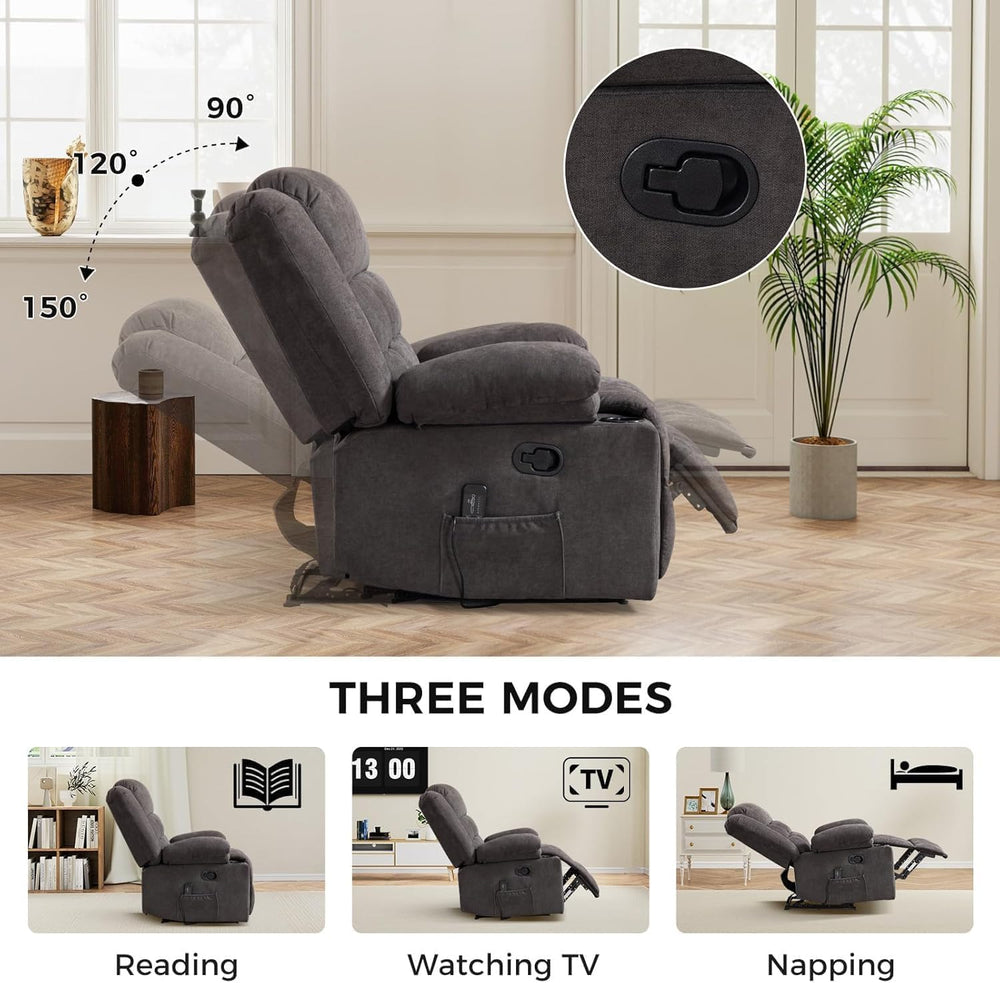 HAOMARKETS Classic Manual Recliners with Massage and Heat for Adults, Breatha...