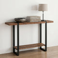 Solid Wood Console Table with 2-Tier Shelf, Narrow Sofa Table Behind Couch, Heavy Duty Entryway Table for Small Spaces, Industrial Farmhouse Hallway Table, W Walnut Color 31.5"L×7.9"W×39.4"H