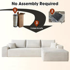 Eafurn Oversized L Shape Modular Sectional Sofa with Right Facing Chaise Lounge,Wide Deep Seat Compressed Corner Couch,Minimalist Corduroy Upholstered Boneless Lounge Sofa Couch | Breathable material, Full Foam, Anti-slip