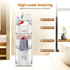 3 Tier stackable Laundry Basket Sorter Portable Rolling Cart Clothes Storage Porous Design With Wheels For Clothes Toiletries Bathrooms Laundry Rooms Bedrooms White